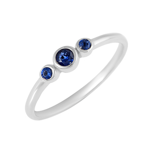 Anillo Apilable de Plata de Ley 925 con Engaste de Bisel, Gema de Zafiro Azul Natural, Forma Redonda, Elegante, Moderno, Clásico, para Boda - Product Image 1