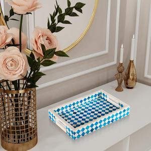 Bandeja de servicio de madera de bambú Vintage turquesa personalizada de Alibaba, bandejas decorativas de arte de pared decorativas de Navidad modernas hechas a mano - Product Image 5