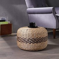 Pouf rond tressé en jacinthe d'eau, repose-pieds et siège avec coussin pour salon, chambre et mobilier de maison de style bohème moderne, vente en gros