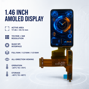 Modul Layar AMOLED Premium 1,46 Inci Resolusi Tinggi 194x368 Antarmuka QSPI untuk Perangkat yang Dapat Dipakai seperti Smartwatch - Product Image 1