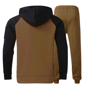 Men's Red Black Color Blocking Hooded Tracksuit Set Full Sleeve Casual Sweatshirt With <b>Zip</b> Pocket Joggers Autumn Wear - Product Image 6