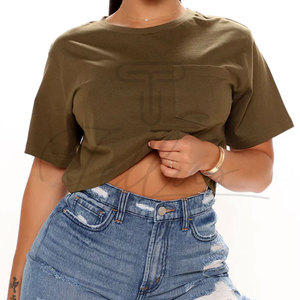 Women's Crop <b>Top</b> T-Shirt Short Sleeve Crew Neck Slim Fit Knitted Solid Color Casual Wear All Seasons Women's Crop <b>Top</b> T-shirts - Product Image 1