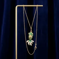 Collier pendentif en émail rouge CZ miniature pour femme, plaqué or 18 carats, laiton anti-ternissement, bijoux au design unique et populaire