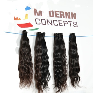 Barato crudo natural al por mayor de cabello humano virgen proveedor sedoso ondulado paquetes 100% extensiones de cabello humano indio sin procesar - Product Image 1