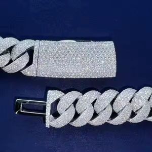 Cadena Cubana Miami de 22mm, Lujosa, con Moissanita Certificada IGI, Plata 925, Plateada, de 18-24 Pulgadas, Collar Unisex para Fiesta - Product Image 6