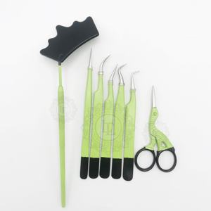 ที่ต่อขนตากรรไกรเคลือบผงสีดำสีเขียวนกแก้วสีเขียว - Product Image 2