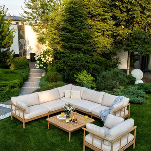 Juego de Muebles de Jardín de Diseño Moderno, Origen Vietnam, con 3 Años de Garantía, Resistentes al Agua, de Ratán y Aluminio, para Patio y Villa - Product Image 1