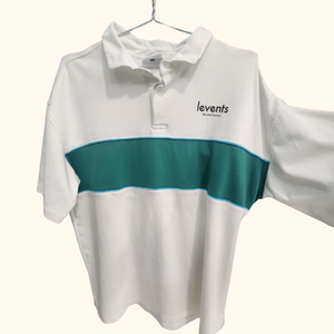Camiseta Polo de Algodón Blanca para Hombre Levents con Diseño de Bloques de Color Verde, Manga Corta, Informal, Transpirable, Tela Oxford - Product Image 1