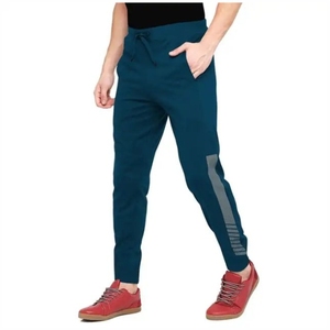 Men's Teal Sweatpants Elastic Waist <b>Drawstring</b> Closure Side Stripe Casual Joggers Autumn Wear Casual Ankle-Length Spring Wear - Product Image 4