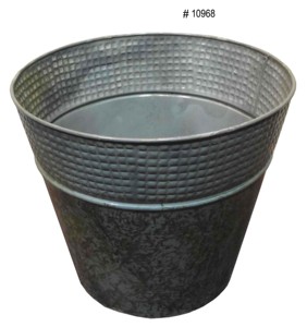 Grey Round Metal Nursery <b>Planter</b> Contemporary Multicolor Metal Plant Pot - Product Image 1