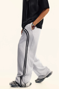 Pantalon de survêtement décontracté pour homme en toile polyester/coton, taille mi-haute, léger, respirant, multicolore, coupe large et ample - Product Image 3