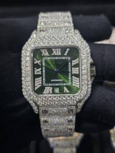 Reloj Mecánico Analógico Cuadrado de Lujo con Moissanita, Personalizado en Acero Inoxidable Premium, Estilo Hip Hop - Product Image 1