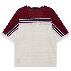 Camisa de punto a rayas con bloques de color para hombre, manga corta, con botones, informal de verano, tejido de punto, suministro al por mayor OEM - Product Image 2