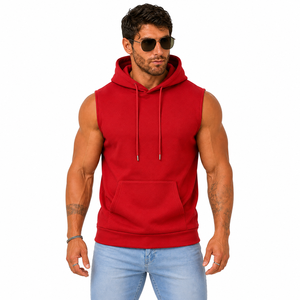 Chaleco Deportivo Personalizado para Hombre, Sudadera sin Mangas con Bolsillo Canguro, Color Sólido - Product Image 1