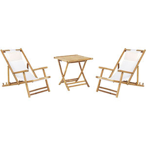 Chaise à déjeuner pliante traditionnelle en bambou avec dossier en tissu toile cool Chaise d'été compacte et pratique - Product Image 2