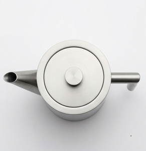 Théière minimaliste en acier inoxydable, théière en métal géométrique moderne avec poignée - Product Image 4