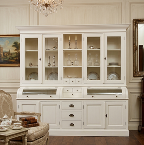 Large Eco-Friendly Durable Solid Wood Farmhouse Design <b>Storage</b> <b>Cabinet</b> Natural <b>White</b> Finish Compartments for Home Organization - Product Image 2