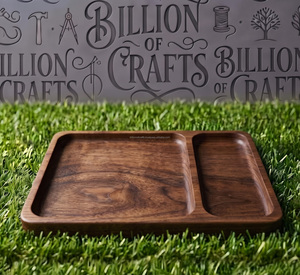 Bandeja de Almacenamiento Rectangular de Madera con 4 Compartimentos, Diseño Minimalista, Acabado Barnizado, para Organización de Mesa - Product Image 2