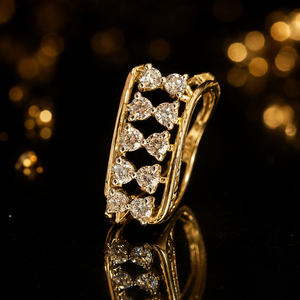 Elegant 14K Gold Openwork Band <b>Ring</b> with <b>CZ</b> Diamond Look Setting Bridal Party Jewelry for Women - Product Image 2