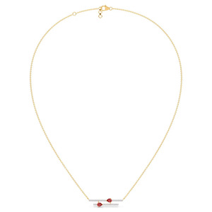 Collier en diamant à double barre avec pierres roses, lignes scintillantes parallèles et design asymétrique moderne - Product Image 4