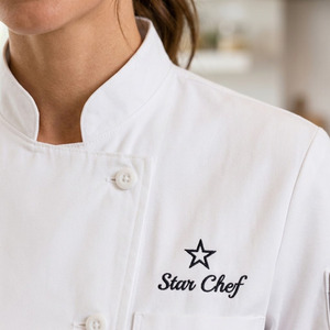 Custom Embossed Logo Chef Uniform Long Sleeve Mandarin Collar Breathable Soft TR Spandex Unisex Restaurant Bar Use <b>Kitchen</b> - Product Image 3