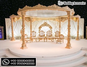 Conjunto de Mandap de Fibra para Eventos de Boda Hindúes en Tendencia, Decoraciones de Escenario de Mandap para Bodas del Sur de la India, Pilares de Mandap para Bodas Hindúes en EE. UU. - Product Image 3