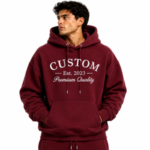 Sweat à capuche épais surdimensionné pour homme, style streetwear hip-hop personnalisé, pull brodé, grande taille, épaules tombantes, unisexe - Product Image 3