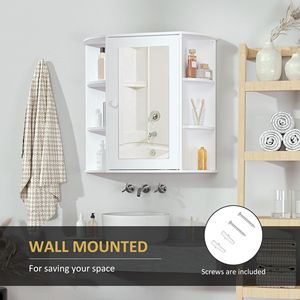 Meuble de rangement de salle de bain au design moderne européen, organisateur au-dessus de l'évier avec porte miroir, étagère en MDF blanc, gain de place - Product Image 6