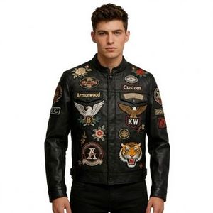 Custom Men's Windproof Eco-Friendly Heated PU Leather Varsity Jacket with Zipper Closure and Plain Embroidery Design - Product Image 4