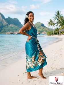 Custom Polynesian Sarong Hawaiian Pareo Floral Print 100% Rayon Lightweight Chiffon Tropical <b>Beach</b> Wrap OEM ODM Manufacturer - Product Image 6