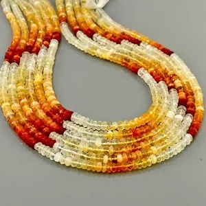 Perles de pierres précieuses en opale de feu naturelle facettées rondelles 4,5-5 mm, qualité AA+, pour la fabrication de bijoux, vente en gros - Product Image 2