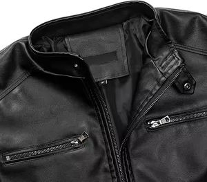 Chaqueta de Cuero para Hombre con Bolsillos Dobles en el Pecho |   Chaqueta de Cuero con Cierre para Motociclistas, para Caza y Senderismo |   Chaqueta Transpirable para Exteriores - Product Image 4