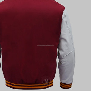 Chaqueta personalizable de invierno para hombre chaqueta casual cuello redondo de lana y manga de cuero chaqueta universitaria personalizada - Product Image 6