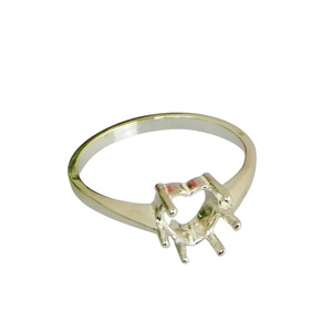 Genuino 925 plata esterlina 7mm en forma de corazón Base de Punta Semi montaje anillo de bodas ajuste 14K oro mujeres hallazgos de joyería fina - Product Image 1