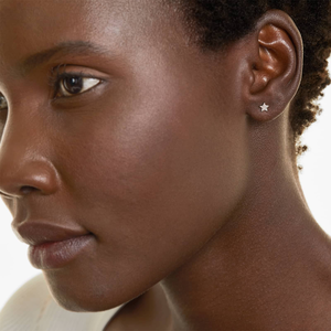 Boucles d'oreilles clous en argent 925 de luxe avec moissanite et diamant, forme étoile, design géométrique élégant, sertissage pavé étincelant, bijoux fins, cadeau - Product Image 3