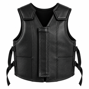 Gilet d'équitation en cuir de vache véritable, protection contre les chocs pour la pratique du rodéo, gilet en cuir pour l'équitation de style western. - Product Image 2