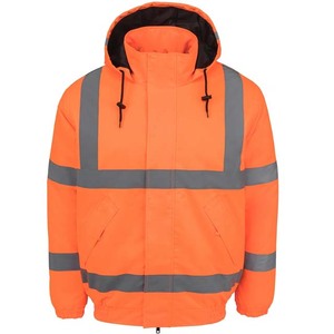 Sudadera con Capucha Ajustable, Reflectante LED, de Alta Visibilidad, con Logotipo Personalizable, de Invierno, Seguridad ANSI Clase 1, Forro Polar Naranja, Impermeable - Product Image 1