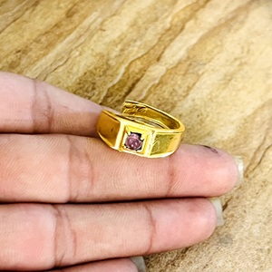 Modern Style Minimal Gemstone <b>Ring</b> Minimalist Brass <b>Rings</b> <b>Men</b> 18k Gold Plated Geometric Band Simple Solitaire Wholesale/OEM/ODM - Product Image 6