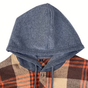 Chaqueta de Franela con Capucha para Hombre, Estilo Urbano, Cierre de Botones, Corte Regular, Manga Larga, Elegante y Cómoda para Exteriores - Product Image 3