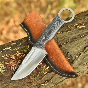 Custom 12c27 Steel EDC Fixed Blade Skinning Knife G10 Handle <b>Leather</b> Sheath OEM Full Tang Bushcraft Camping Utility Knife - Product Image 1