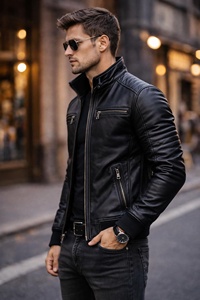 Chaqueta Formal de Cuero para Hombre ROCKRUSH INDUSTRY, Primavera, Lana, Poliéster/Algodón, Ecológica, Transpirable, Resistente al Viento, Cierre de Cremallera - Product Image 5
