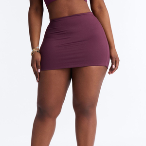 Women's A-Line Mini Skirt Shorts High Waist Ruched Breathable Knit <b>Stretch</b> Bandage Solid Color Sexy Casual Summer Spandex Skirts - Product Image 4