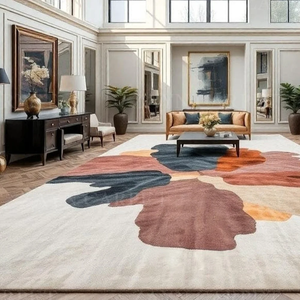 Alfombra Moderna Multicolor Abstracta con Diseño de Tierra, Hecha a Mano con Lana, para Interiores y Exteriores, Decoración del Hogar, con Base Antideslizante - Product Image 3