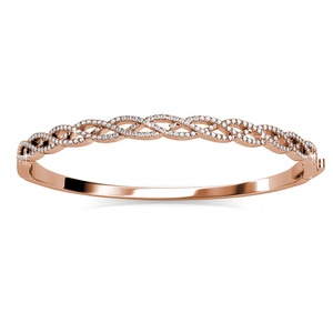 European Braided Twisted <strong>Bangle</strong> Embellished with <strong>Swarovski</strong> Crystals 18k Gold Plated Jewelry Daisini Silver 925 Women Bracelet - Product Image 5