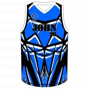 ชุดบาสเก็ตบอลสีตามสั่ง ระบายอากาศได้ดี พิมพ์ลายด้วยความร้อน ผ้าสแปนเด็กซ์/โพลีเอสเตอร์ เสื้อกั๊กและเสื้อท่อนบน ไซส์ใหญ่ แห้งเร็ว - Product Image 3