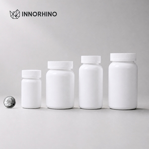 Premium HDPE 100ml 200ml 250ml 300ml Wide-mouth <b>Plastic</b> Packer Bottles with CR <b>Cap</b> for Supplement Packaging Wholesale/OEM - Product Image 1