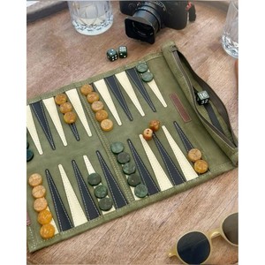Jeu de backgammon enroulable fait main en cuir véritable pour adultes et enfants - Cadeau d'entreprise haut de gamme - Product Image 3