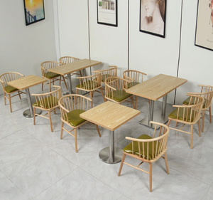Juego de Mesa y Sillas de Madera Maciza Moderna para Cafetería, Apartamento, Hotel, Uso en Exteriores, Muebles de Comedor Ecológicos e Impermeables con Asientos Acolchados - Product Image 1