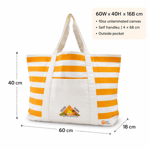 กระเป๋าผ้าแคนวาสลายทาง |   กระเป๋าสะพายไหล่สีส้มขาวพร้อมช่องด้านหน้า |   กระเป๋าชายหาดแบบพกพาที่เป็นมิตรกับสิ่งแวดล้อมและนำกลับมาใช้ใหม่ได้ - Product Image 4
