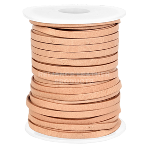 4mm Natural Color Custom Color Flat <b>Leather</b> Cord Soft <b>Leather</b> Strip for Jewelry Making - Product Image 1